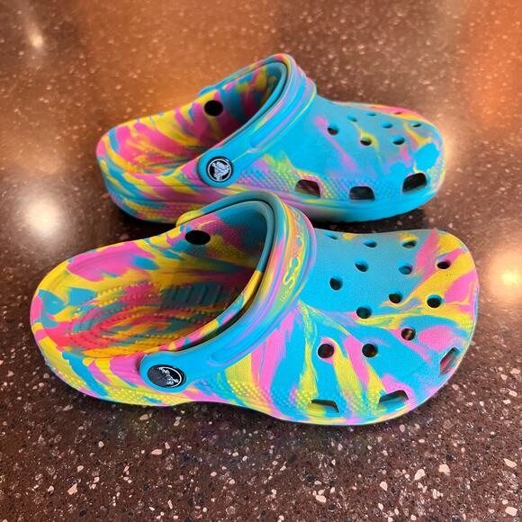 Crocs Kids Classic Marbled Clog Size J 3 Tie Dye Shoes - Picture 3 of 11